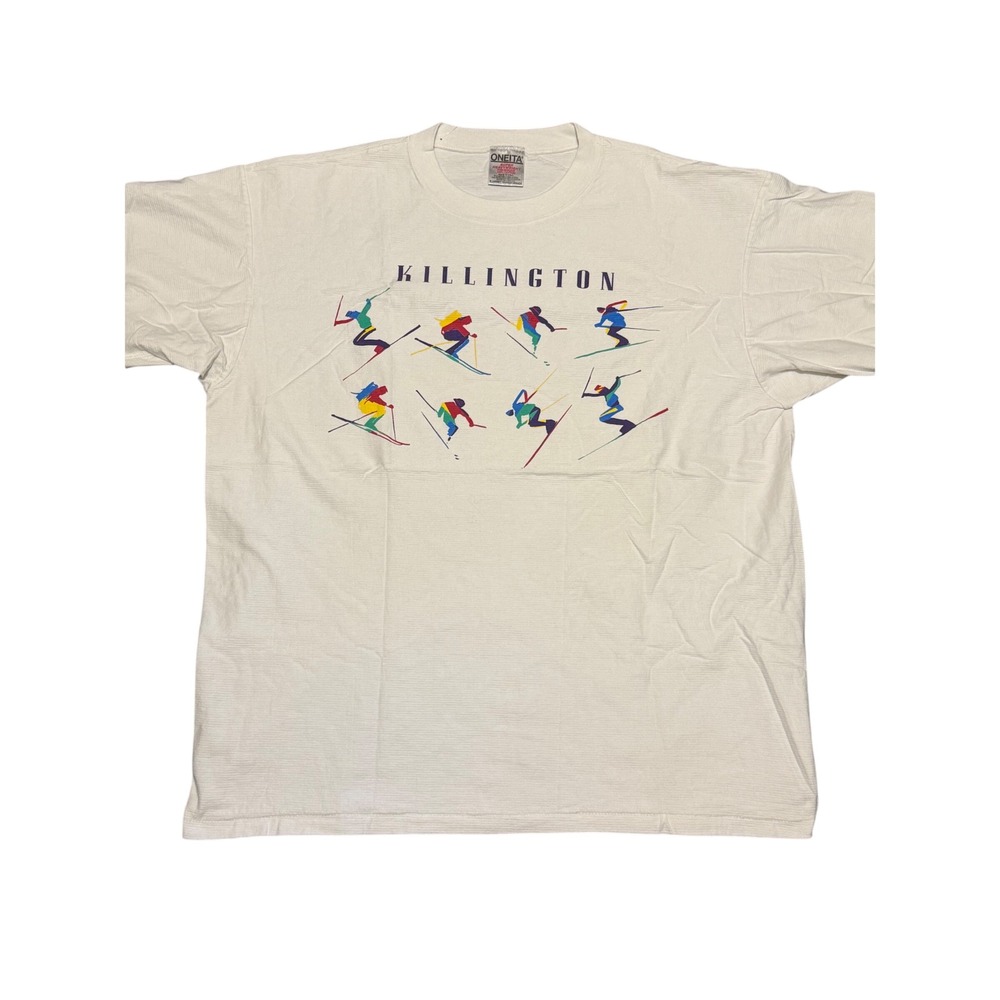 Vintage 90s Killington Ski T Shirt Oneita Super Heavyweight White Mens XL USA